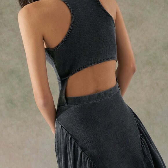 Black Casual Women's Distressed Wash Backless Design Dress - Picture 7 of 8